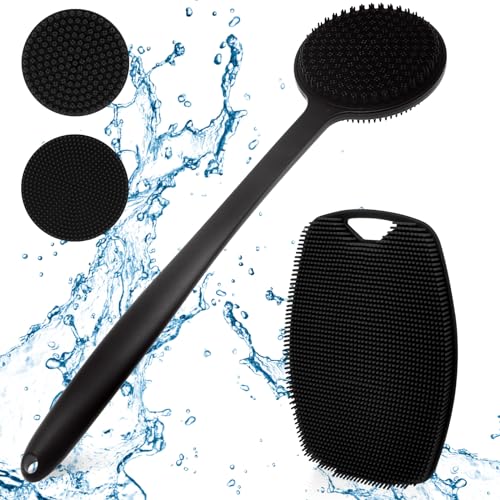 VWMYQ Back Scrubber for Shower, New Upgrade Multifunction Exfoliator Body Scrubber for Effective Shower Scrubber for Body, Ergonomic No-Slip Handle and Easier Product Foam Silicone (2 Pack)