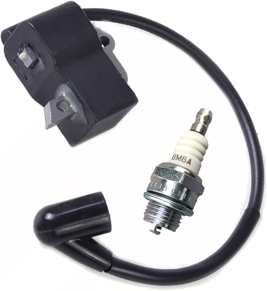 Realman 545046701 530039224 Ignition Coil with BM6A Spark Plug for Husqvarna String Trimmer/Edger 124C 124L 124R 125E 125C 125l 125CD 125LDX 125RJ 125R 128C 128CD 128L 128DJX 128LD 128LDX