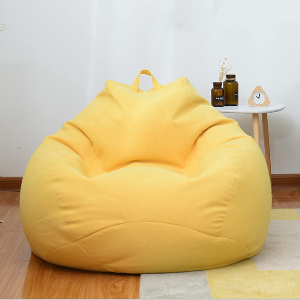 Highdi Bean Bag No Filler, Gaming Beanbag Chair Cover for Adult Kids Without Filling Highback Comfortable Lazy Sofa Beanbag Soft Toy Storage Bean Bag Seat for Indoor (80x90cm,Yellow)