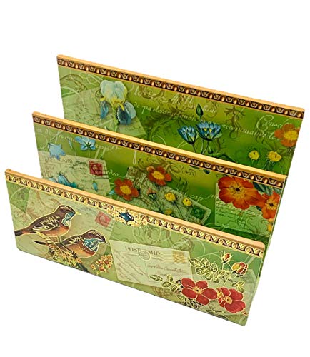 Punch Studio Meadow Lark Birds Gold Foil Desk File Holder Letter Rack 61337