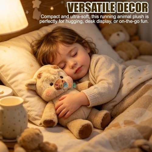 Image of ADORA Running Cow Stuffed Animal Soft Plush Toy 40 cm, Highland Calf Plush Doll, Teddy Cotton Filled Teddy, Soft Cuddle Toy for Kids, Girls & Boys, Cream Khaki Birthday Gift Hugging Toy