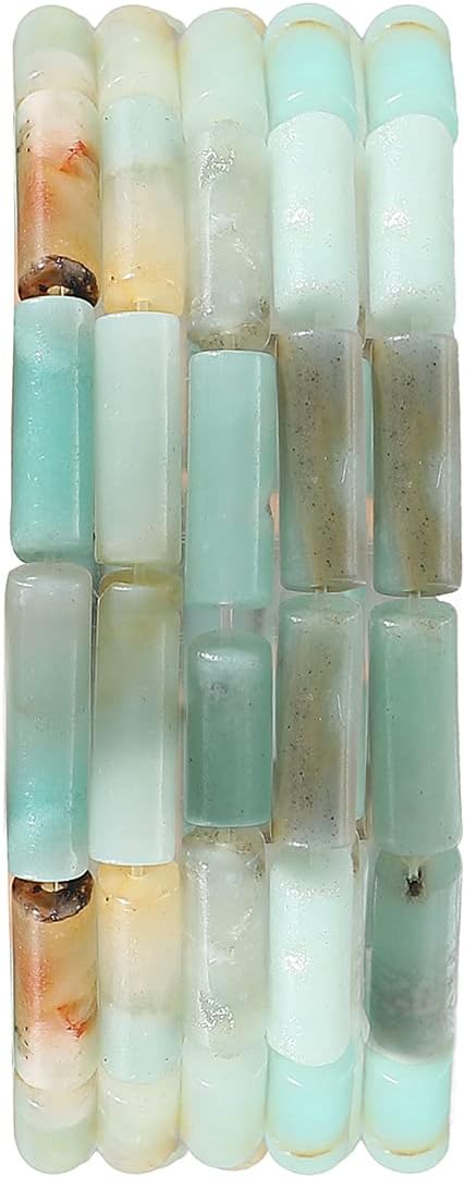 BEADIA Natural Amazonite Tube Beads 13x4mm 30pcs Cylinder Loose Semi Gemstone Beads for Jewelry Making Design Amazonite Cylinder 13x4mm