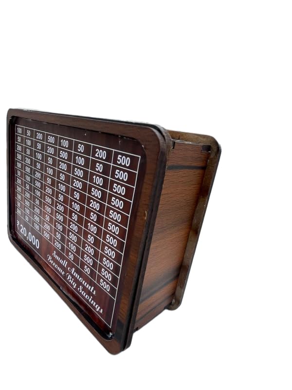 Kanak Enterprises Wooden Savings Box with Deposit Chart Target | Money Saving Challenge Box_Kanak_075-image-33