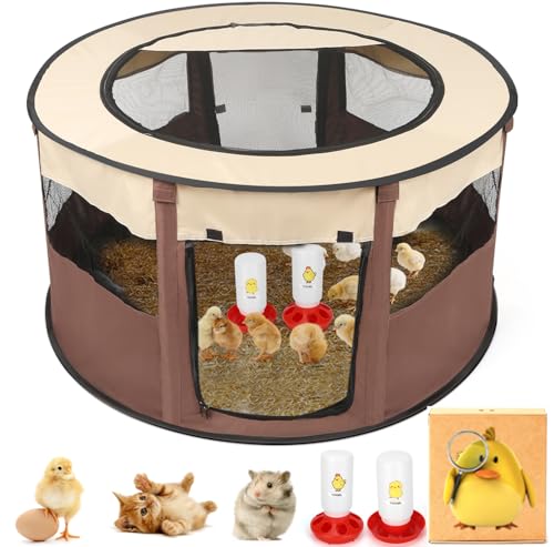 Chicken Brooder Box for Chick Starter Kit - 2026 Upgrade XL (Extra Large) Double Door Chick Brooder Pen//Holds Up to 20 Baby Chicks, Ducklings, Quail(Coffee Color)