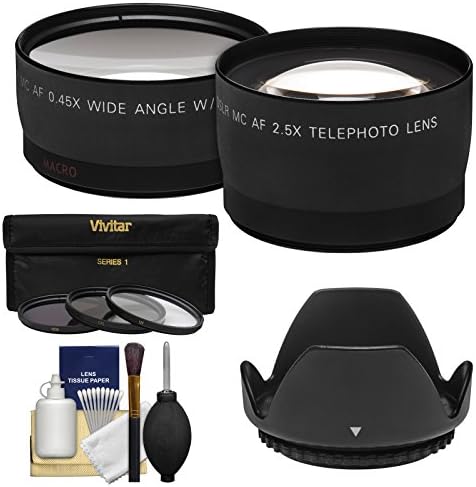 55mm Essentials Bundle with Telephoto & Wide-Angle Lenses + 3 UV/CPL/ND8 Filters + Lens Hood + Cleaning Kit