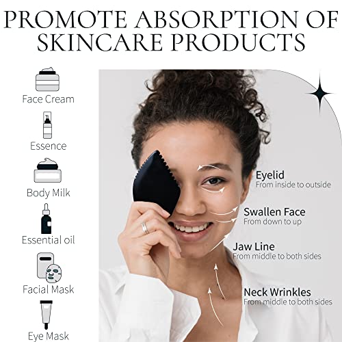 Gua Sha Massage Tool, Black Bianstone Guasha Board for Face & Body, Natural Jade Stone Gua Sha Facial Tool, Face Massager for Traditional Acupuncture Therapy, Daily Anti-Aging Health & Skin Care Tool - Image 4
