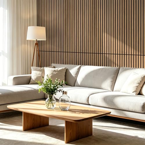 Image of Art3d 47 x 23.6 Inch Acoustic Wood Slat Wall Panel, 4-Pack, Deep Walnut