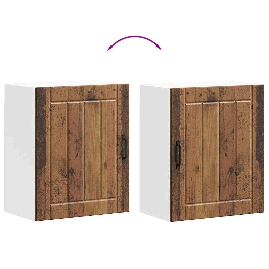 Küchenhängeschrank Lucca Altholz-Optik aus Holzwerkstoff mit Glastüren für optimale Aufbewahrung und Küchenzubehör