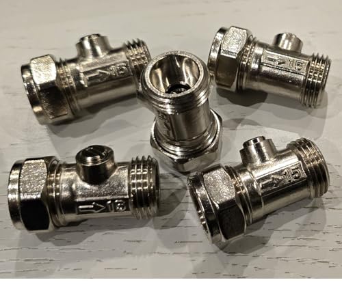 TC Chrome 15mm Isolation Valve Bolofix 15mm x 1/2" Male Iron Flat Faced Slotted Isolating Valve for Flexible Tap Connector Hose Pipes - Pack of 5