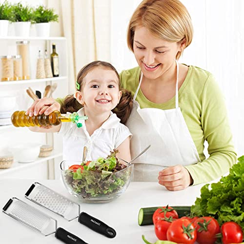 Foto von FACIACC Käsereibe Parmesanreibe Zitronenreibe Schokolade, Gemüse, Obst, Knoblauch und Ingwer, Edelstahlklinge mit Gummigriff schwarz (2 Stück)