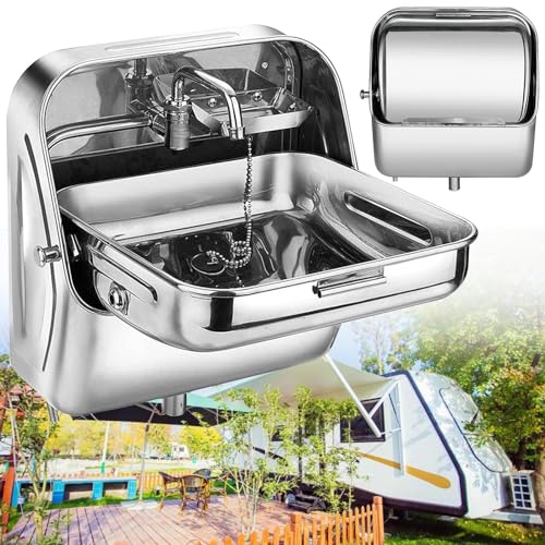 Lavabo à main en acier inoxydable avec robinet plié pour camping-car - 2