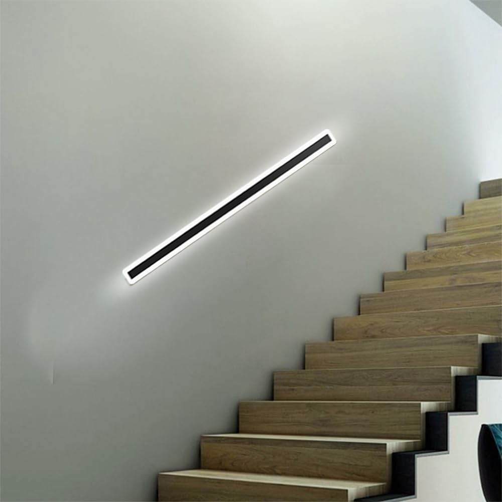 Lámpara de Pared Lineal LED Moderna: Apliques de Metal Negro con Pantalla de Silicona Blanca, iluminación para mesita de Noche, decoración Sencilla de Fondo.