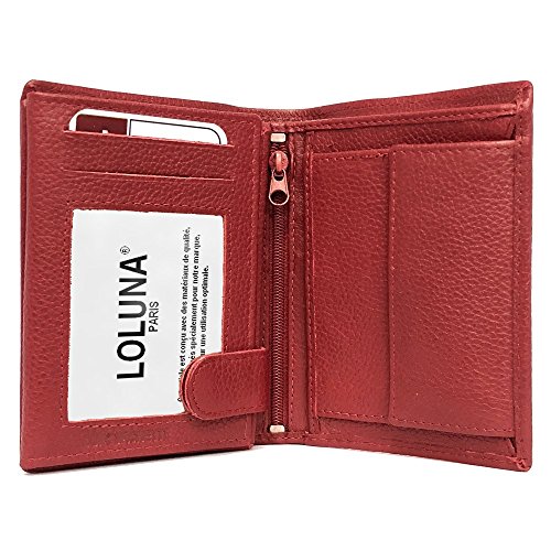 LOLUNA® Portefeuille Petit Format Cuir Vachette Souple 3 Volets Pratique pour Placer 10 Cartes - permis - identité - Billet - Monnaie - Idée Cadeau pour...