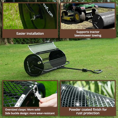 Image of Compost Spreader 36 Inch Towable Peat Moss Spreader - Black