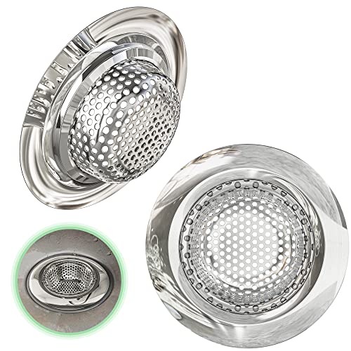 Kitchen Helpis® Edelstahl Abflussieb ∅ 7 cm, rostfreies Haarsieb, 2er-Set, Abfluss Sieb feinmaschig, Haarsieb Dusche, Sieb für Spülbecken, Abflussieb Küche, Abflusssieb Badewanne, Abflussieb Dusche Cover