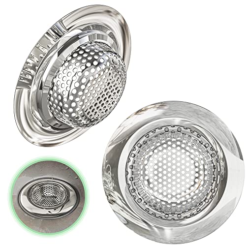 Kitchen Helpis Filtre evier 17g, Lot de 2, pour Tous Les drains, Grille evier Cuisine, Grille évier, bonde a evier, Grille Baignoire, Chaine Attrape Cheveux 7cm, Grille lavabo, bonde Douche