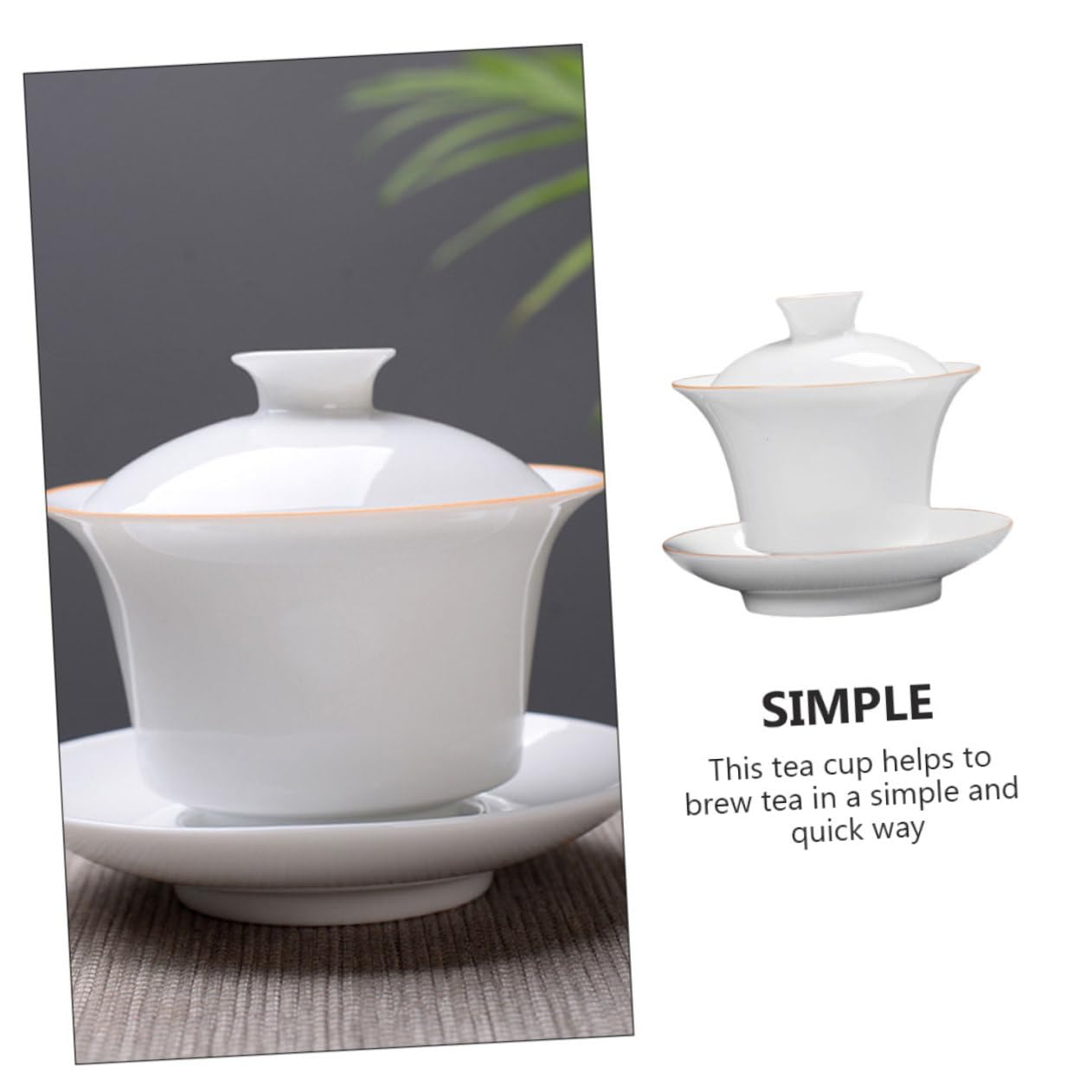 Juego de Taza de Té de Cerámica con Tapa y Platillo 9.5X9.5X8.5 CM para Reuniones de Té Diseño Original y Obsequio Adecuado