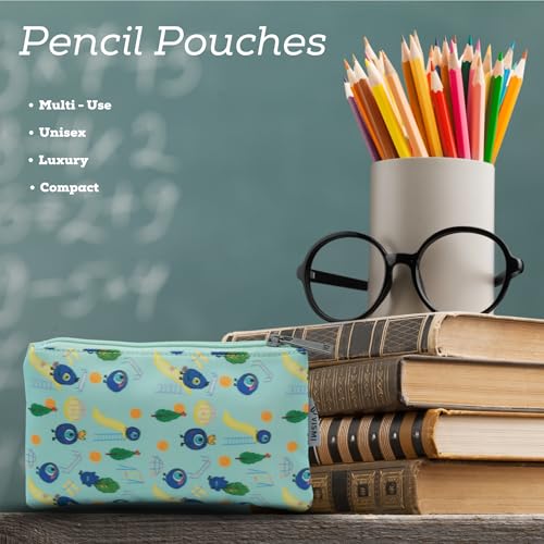Image of VISMIINTREND Evil Eye Design Blue Flat Pouch - Stylish and Multi-Purpose for All Ages Boys & Girls | Large | Stationary Organizer | Pen Case | School | Kids | College | Students | Gifts