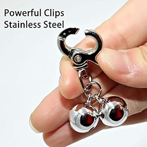 Bells for dog collars  2 pack stainless steel bell necklace for dogs  cat  pet pendant accessories training collar charm with heavy duty snap clips silver christmas gift   cucciolini doodles
