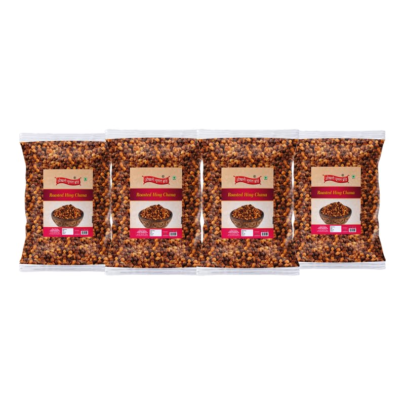 Image of OKHLI MUSAL BRAND Roasted Plain Hing with Masala Chana Tasty Chana Cracker Heeng Jeera Roasted Namkeen Snack Oil-free ready to eat Hing Chana-Roasted Hing Jeera Flavoured Chana Desi Chana-1Kg*4Pack