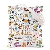 【Material】: This canvas bag is made of cotton material, which is sturdy sewing, resistant to deformation and tearing, soft and durable. And has a certain waterproof effect, can be used for a long time. 【Product Size】The tote bag stands at 14.9inches ...