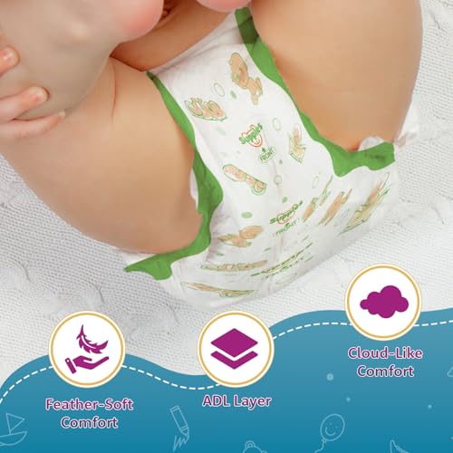 Image of Amazon Brand - Supples Premium Small Taped Diapers | Derma Tested, Extra Soft, High Absorbency with Wetness Indicator & Umbilical Cut Design, 12 Hrs Absorption | Small | 4-8 Kg | 64 Count
