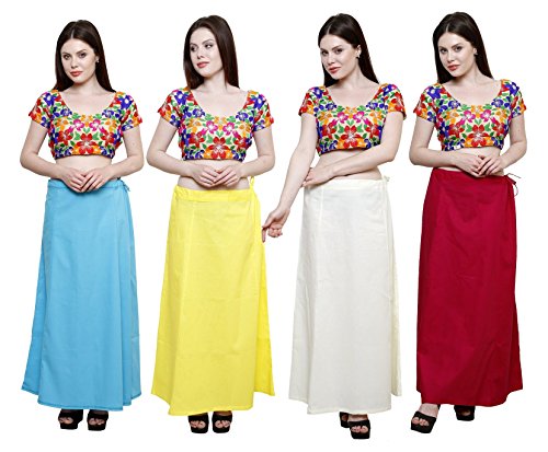 Image of Pistaa's combo of Women's Cotton Best Plain Solid Indian Readymade Inskirt Saree petticoats