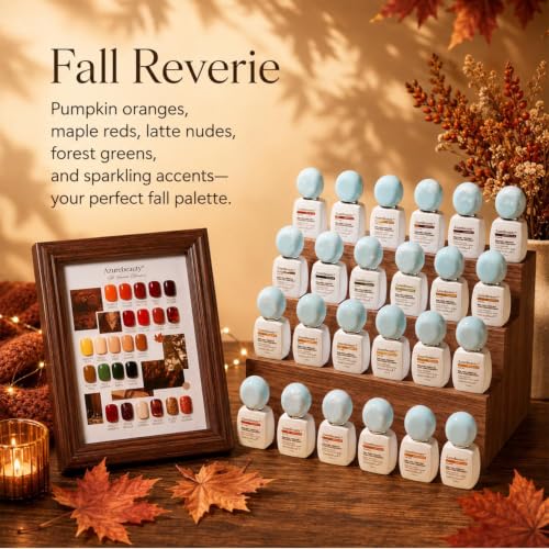 Image of AZUREBEAUTY 24 Colors 15ml HEMA-Free Fall Gel Nail Polish Set, 29Pcs Kit