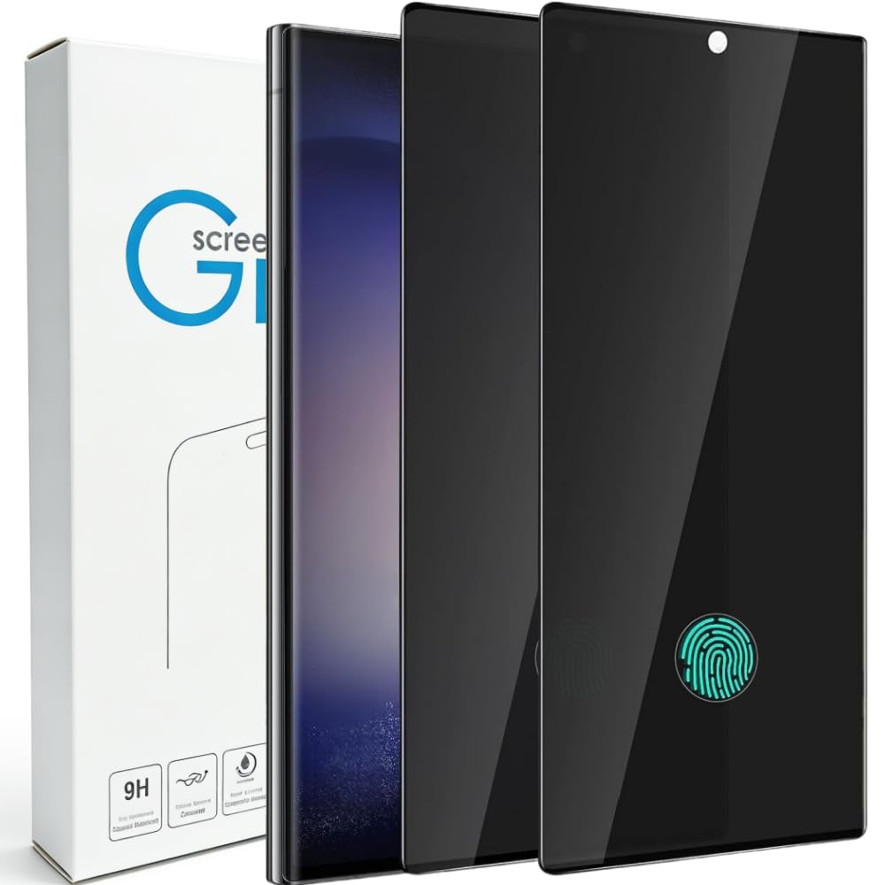 For Galaxy S23 Ultra ガラスフフィルム 【覗き見防止 2枚入り】S23Ultra フィルムプライバシー 保護 フィルム 3D曲面 ギャラクシーS23 ultraウルトラ ふぃるむ 強化 ガラス 液晶 全面 保護 湾曲まで覆える/貼り付け簡単/干渉しない