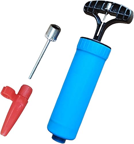 Bomba de globo de mano Bomba de aire infladora para globos - Bomba de aire azul de moda con aguja Bomba de mano para inflables, flotadores de