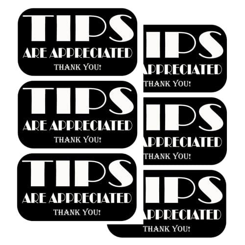 TOTOMO Tips are Appreciated Vinyl Sticker 5 inch X 2.5 inch (Pack of 6)