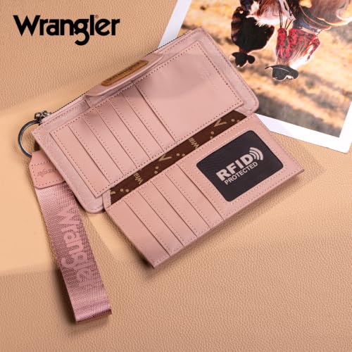 Image of Montana West X Wrangler Wallet for Women Ladies Female Card Cases & Money Organizers Wristlet with Wallet Large Clutch with Coin Purse Smooth Zipper and Rfid Lining