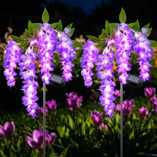 Lampe solaire extérieur glycine IP65 Qoosea 2 pièces violet