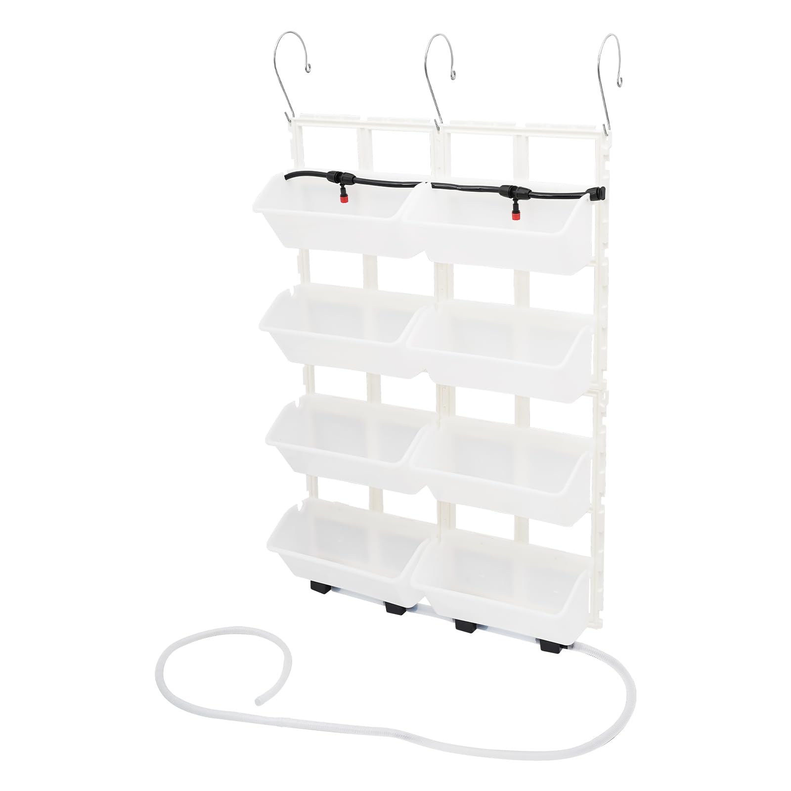 Madelynn Maceta vertical colgante de pared de 67 x 18,6 x 93 cm, para colgar en la pared, manguera de drenaje de 2 m, con 8 macetas para el cultivo de hierbas y flores