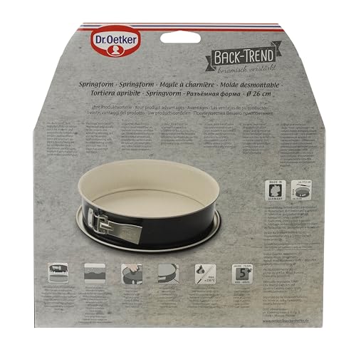 Foto von Dr. Oetker Springform mit Auslaufschutzboden Ø 26 cm Back-Trend – Backform mit keramisch verstärkter Antihaft-Beschichtung, extra hoher Rand, hitzebeständig bis 230°C, auslaufsicher