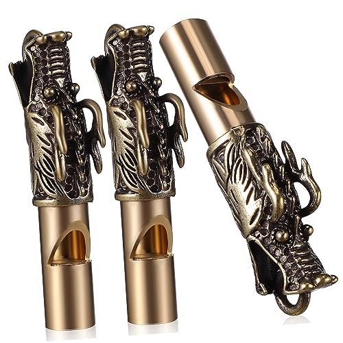 HOMSFOU 3Pcs Dragon Whistles Loud Emergency Signal Whistles for Camping Hiking Unique Keychain with Dragon Head Design for Survival and Sharing