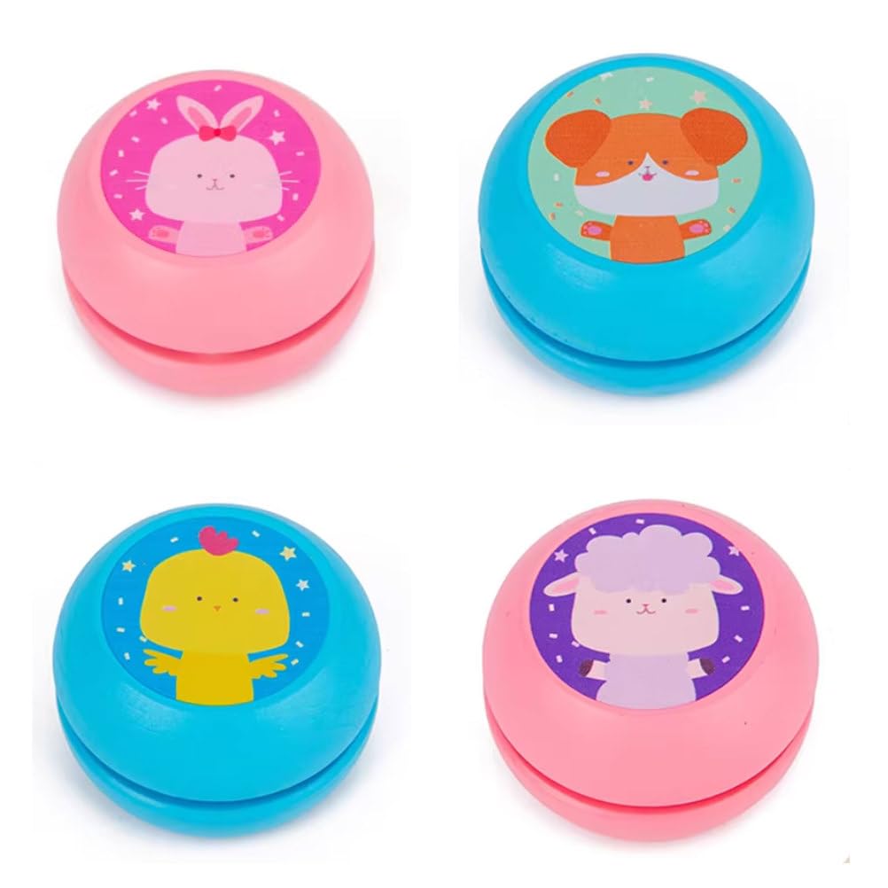 Set di Yo-Yo in Legno Montessori a Cartone Animato, Giocattolo Yo-Yo Animale Colorato Giocattolo per la Prima Infanzia per Bambini da 3 a 6 Anni