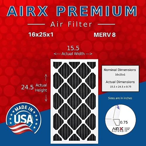 AIRX FILTERS WICKED CLEAN AIR. 16x25x1 Air Filter Odor Eliminator Carbon Filter MERV 8 AC HVAC Furnace Filters 6 Pack - Image 3