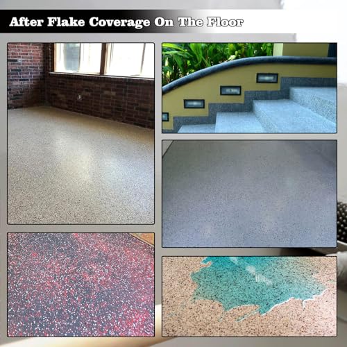 Alkrogiha Epoxy Flocken für Bodenbeläge, 1 Pfund Dekorative Farbchips für Beton, Epoxidharz und Arbeitsplatten, Langlebig - Schwarz, Weiß, Hellgrau