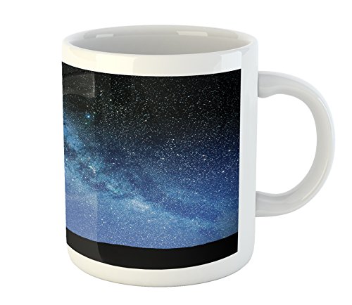 Ambesonne Galaxy Mug, Telescope Valley Under Starry Night Sky Milky Way...