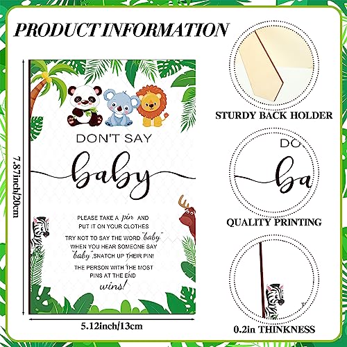 Image of Patelai 321 Pcs Safari Baby Shower Games Party Supplies, Jungle Animal Shower Games, 5 Sets (50 Cards Each) Activities Cards with 20 Pencils 1 Don't Say Baby Sign 50 Clothespin Gender Reveal Decor
