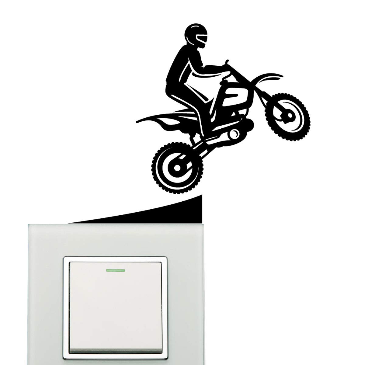 Wall4stickers Black Bike Motorcycle Riding Wall Sticker Plate Light Switch Socket Wall Sticker Vinyl Decal Mural Home Decoration Power Socket Kids Room Nursery Children Room