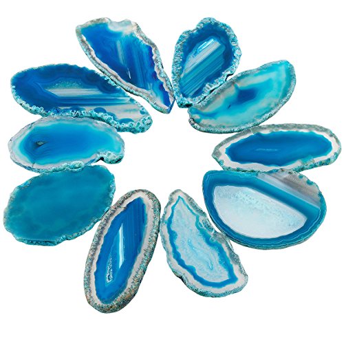 Shanxing Blue Agate Slices Geode Irregular Stone Healing Crystal for Jewelry Making Set of 10