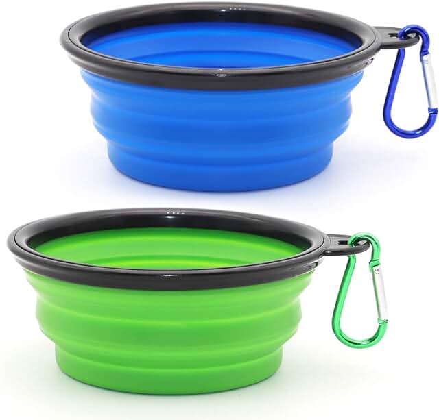 Dog Bowl Pet Collapsible Bowls, 2 Pack for Cats Dogs, Portable Pet Feedi...