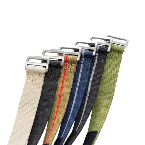 20mm 22mm Nylon Canvas Hook And Loop Strap For Tudor Watches, Single Pass One-Piece Replacement Watch Band for Men & Women, Durable Military Style Tactical Wristband - Multiple Colors (Khaki-Red, 20mm - Medium) by Generic - Used condition - Image 9