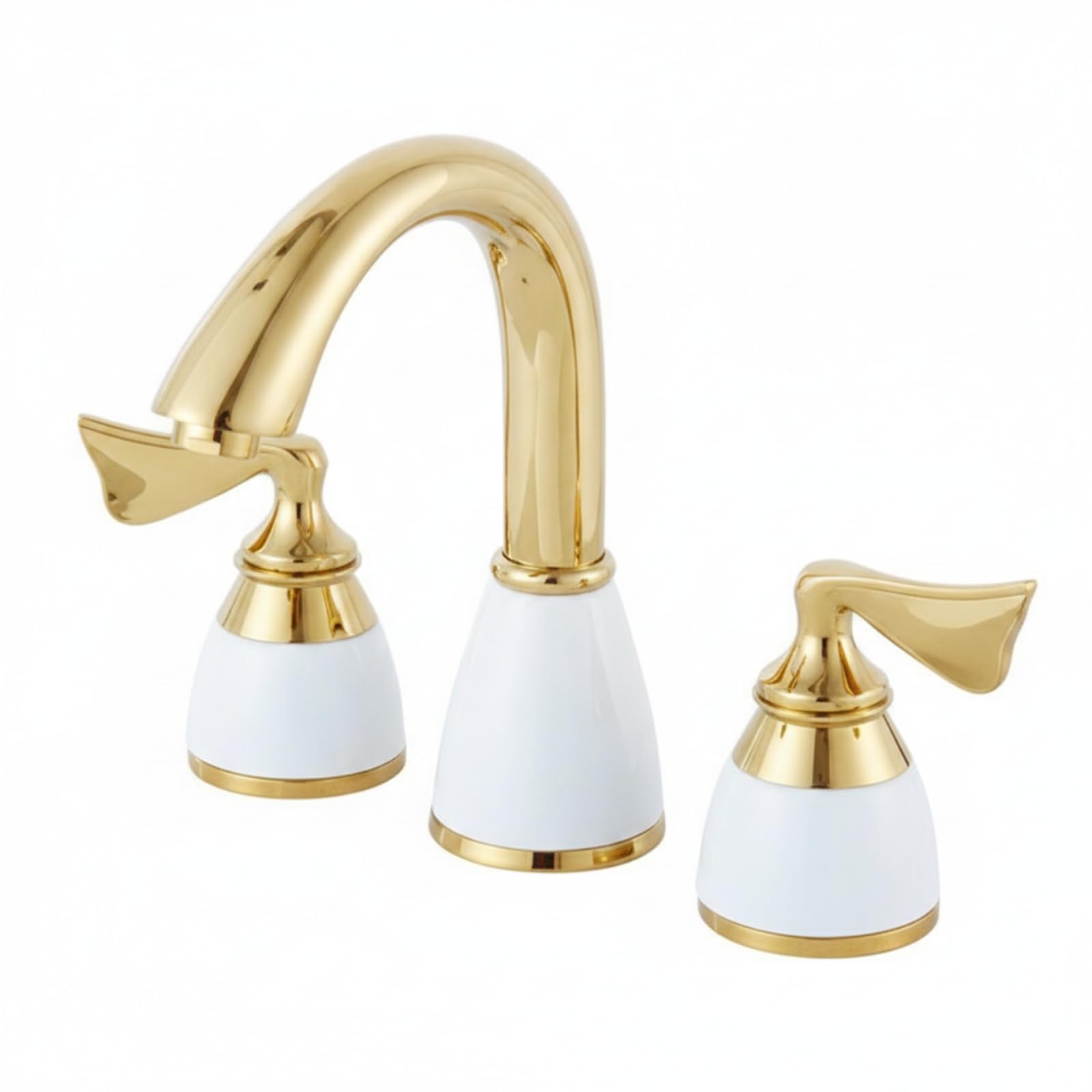 Rubinetto a Tre Fori in Ceramica Rubinetto con Manopole Separate Vintage Rubinetteria per Lavandino, Oro