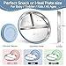 Bufims Stainless Steel Baby Plates with Suction, Divided Metal Toddler Plates with Removable Silicone Sleeves, Non-Slip Kids plates, BPA Free, Non-Toxic, Dishwasher Safe, 3 Pack