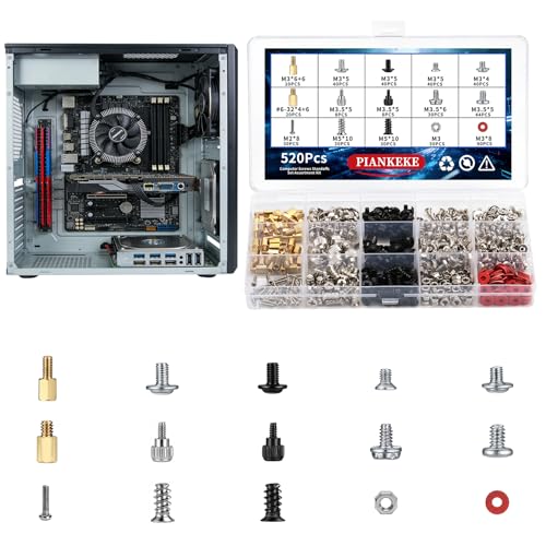 520 PcsVis pour Ordinateur, Vis ventilateur pc, visserie ordinateur portable, entretoises pour carte mère, Vis pour SSD, boîtier PC, ventilateur, carte...