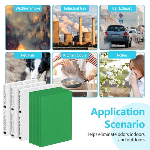 Image of 3-Pack Airmega AP-1512HH /200M Replacement Filter Compatible with Coway Airmega AP-1512HH and Airmega 200M Air Purifiers, for AP-1512HH-FP, Part# 3304899, with 9 Extra Pre-Filters-Green Version