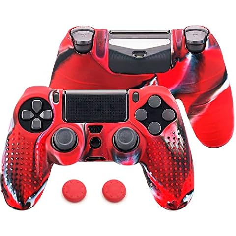 OcioDual Silikon Schutz Hülle Kompatibel mit PS4/Slim/PRO Drei Farben Rot Controller Cover Skin Case Protector AntiRutsch Gummi Cover